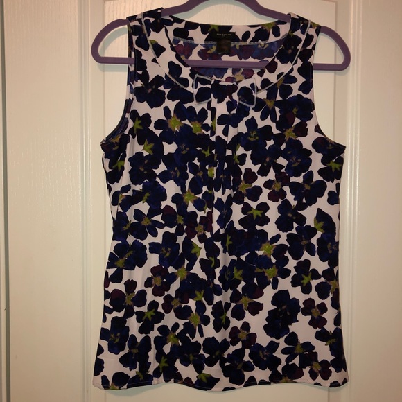 Ann Taylor Tops - Ann Taylor Purple Floral Top front Bow Accent